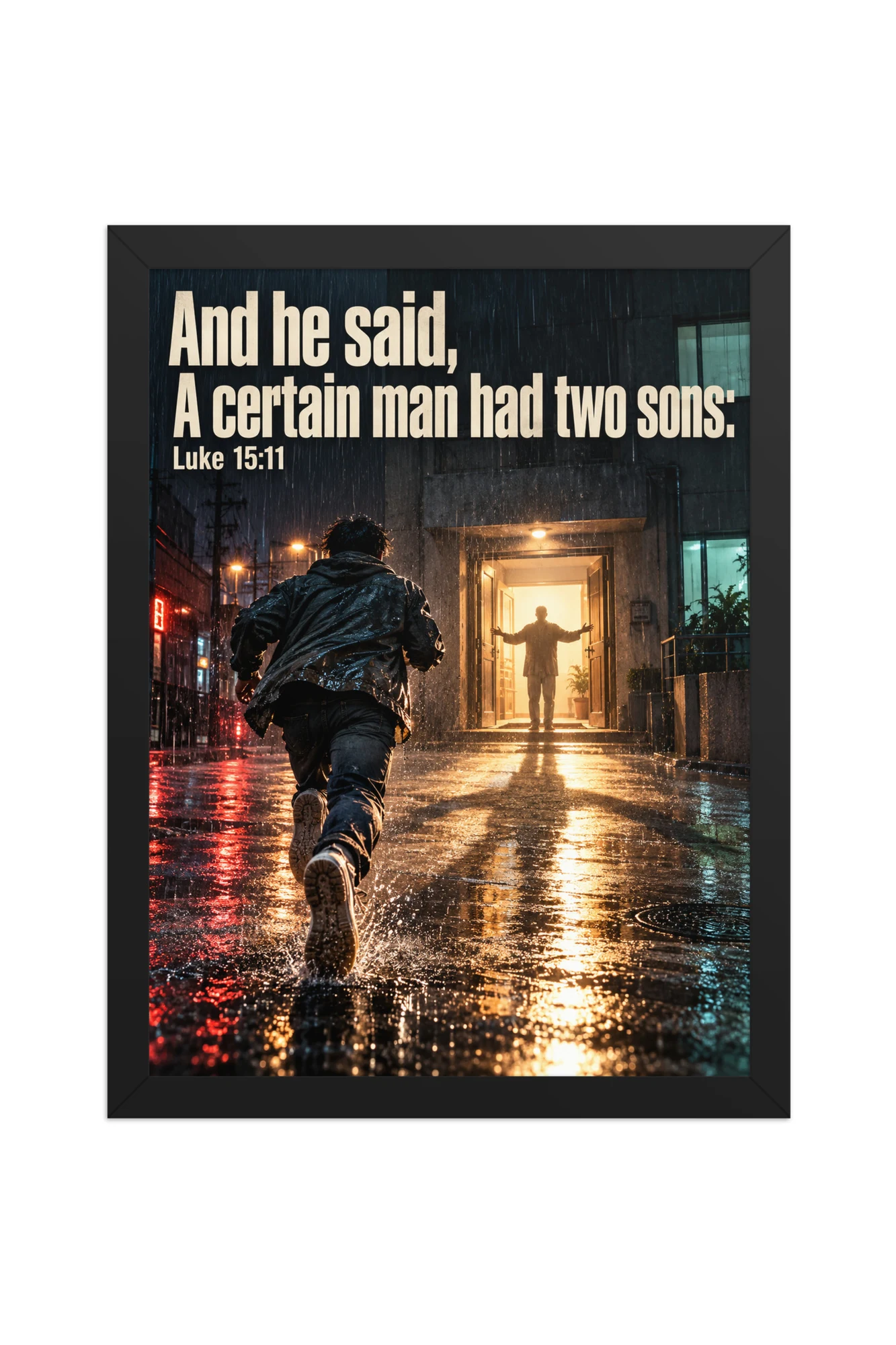 "A Certain Man Had Two Sons" Premium Wooden Framed Poster