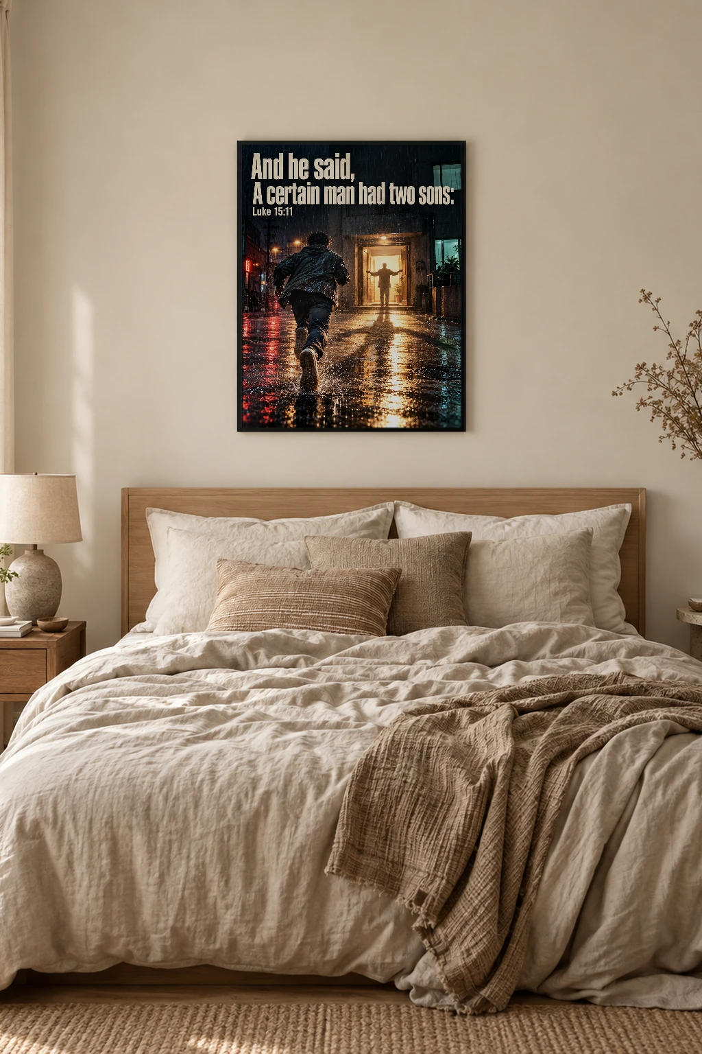 "A Certain Man Had Two Sons" Premium Wooden Framed Poster