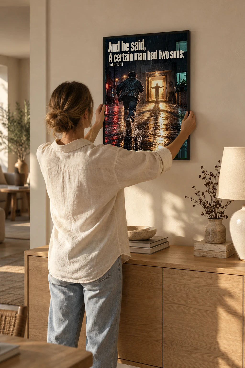 "A Certain Man Had Two Sons" Premium Wooden Framed Poster