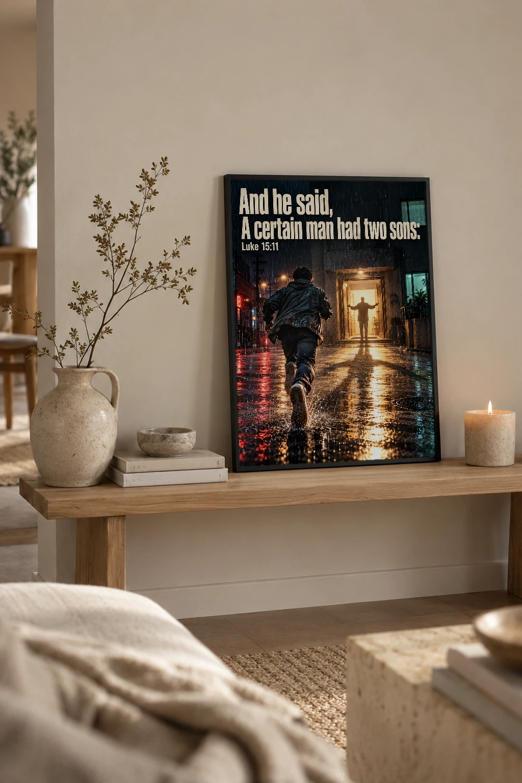 "A Certain Man Had Two Sons" Premium Wooden Framed Poster