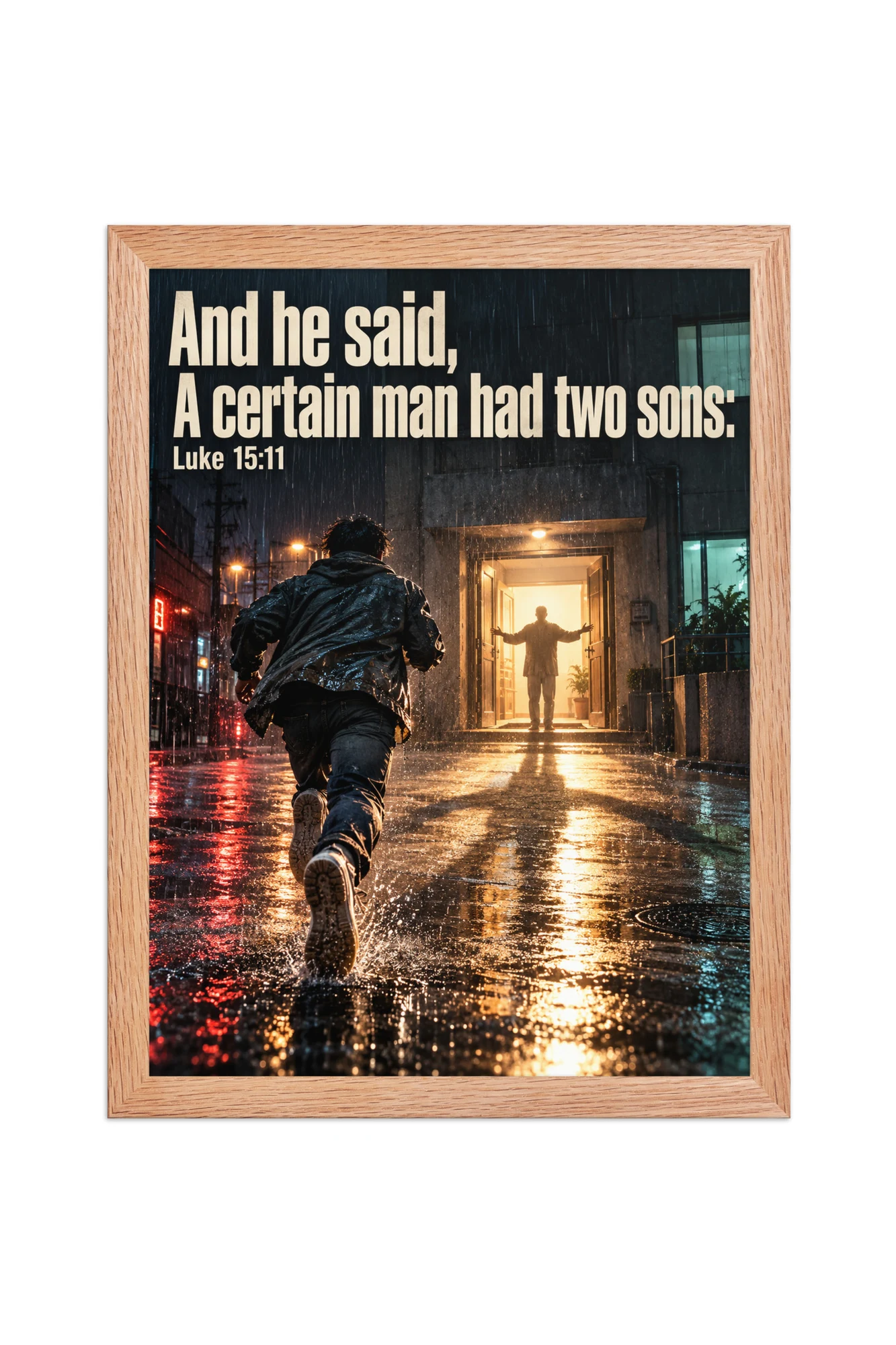 "A Certain Man Had Two Sons" Premium Wooden Framed Poster