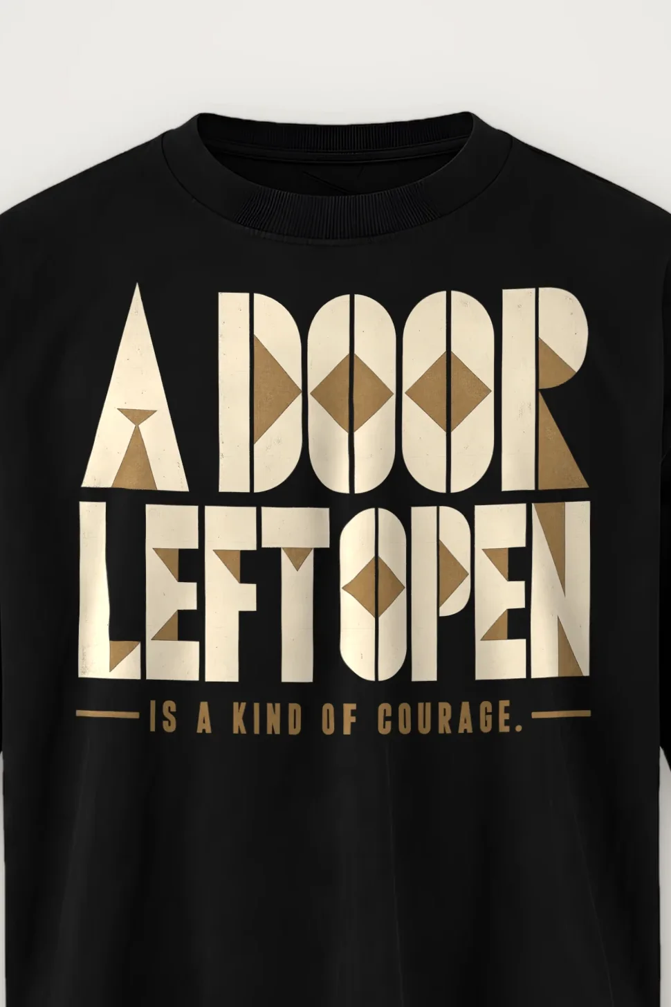 "A Door Left Open" Men’s Oversized Heavyweight Crewneck T-Shirt - the graphic up close
