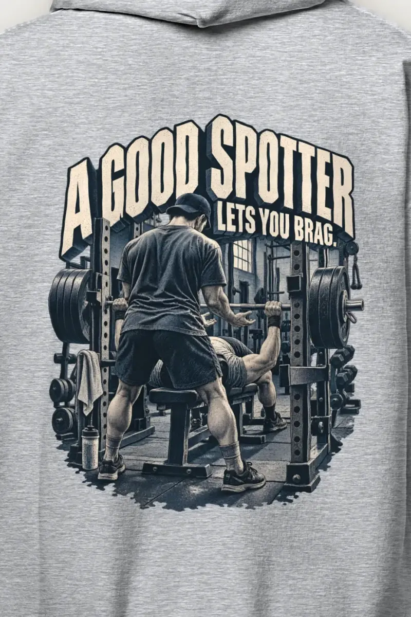 "A Good Spotter" Heavy Blend Unisex Pullover Hoodie - the graphic up close