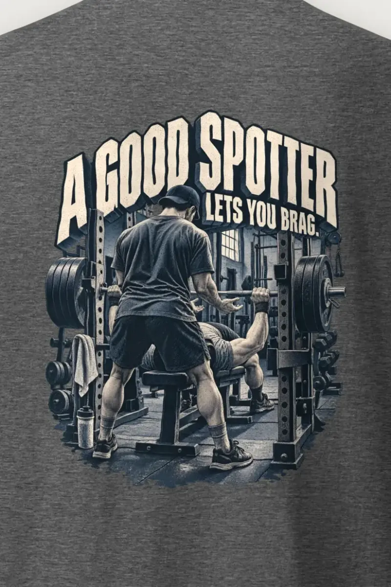 "A Good Spotter" Heavyweight Unisex Crewneck T-shirt - the graphic up close