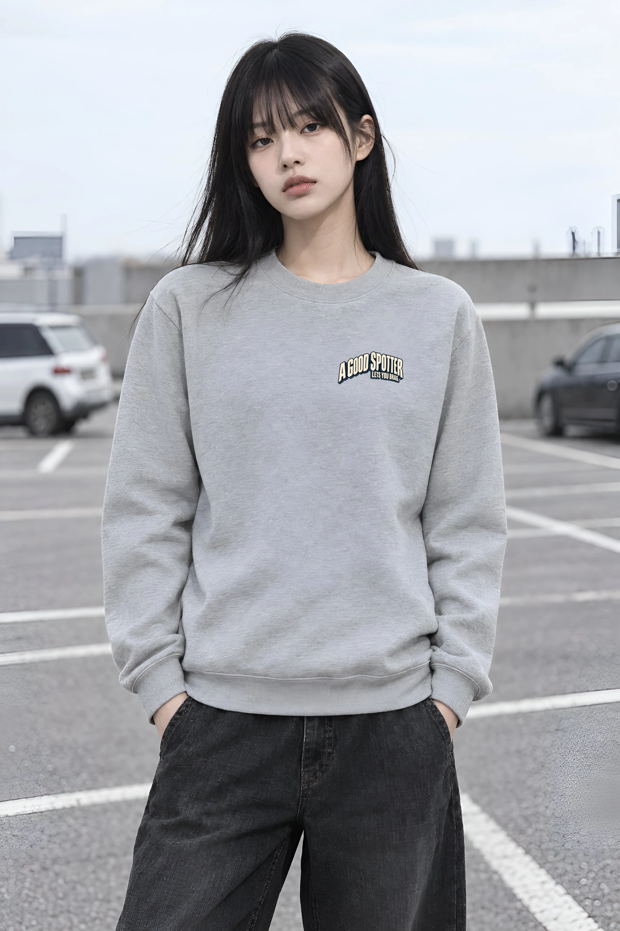 "A Good Spotter Lets You Brag" Heavy Blend Unisex Crewneck Sweatshirt