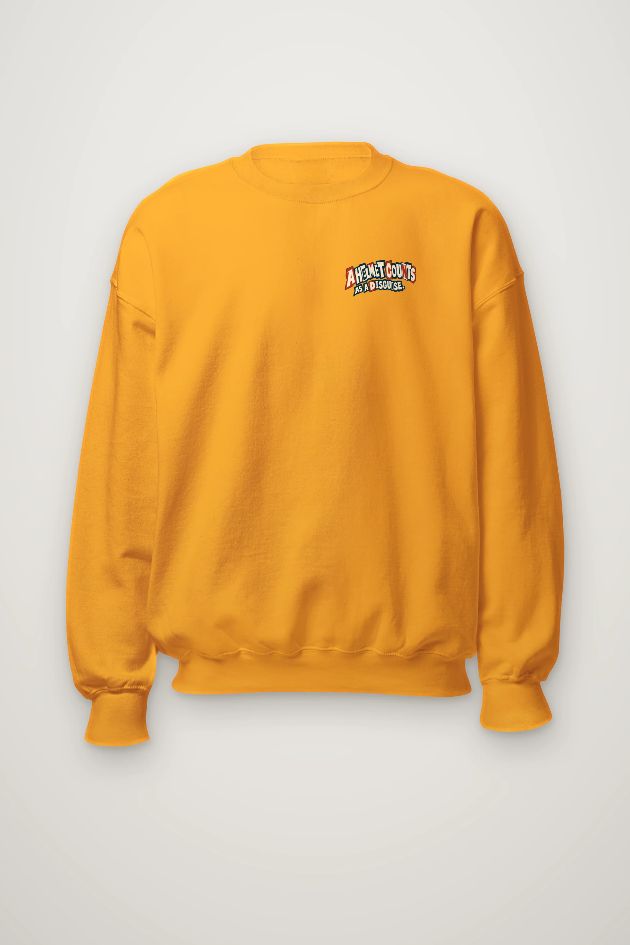 "A Helmet Counts as a Disguise" Heavy Blend Unisex Crewneck Sweatshirt