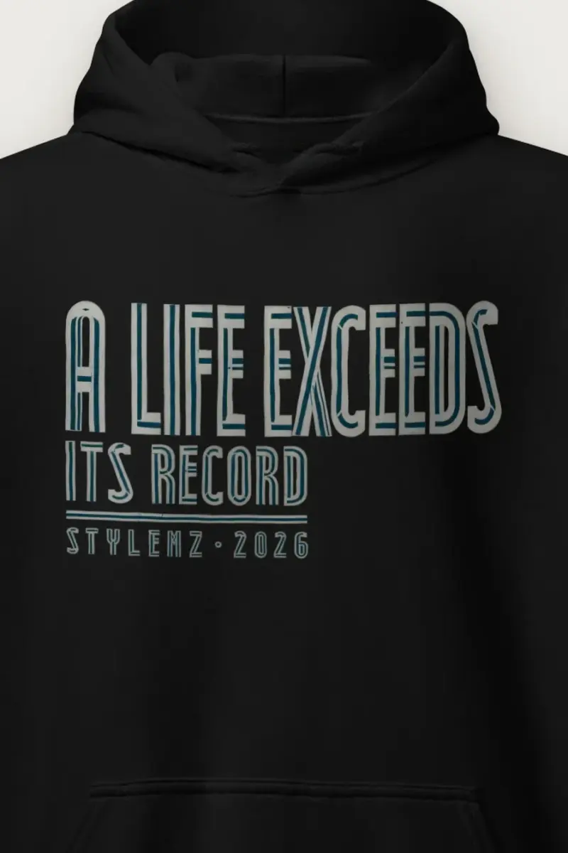 "A Life Exceeds Its Record" Heavy Blend Unisex Pullover Hoodie - the graphic up close