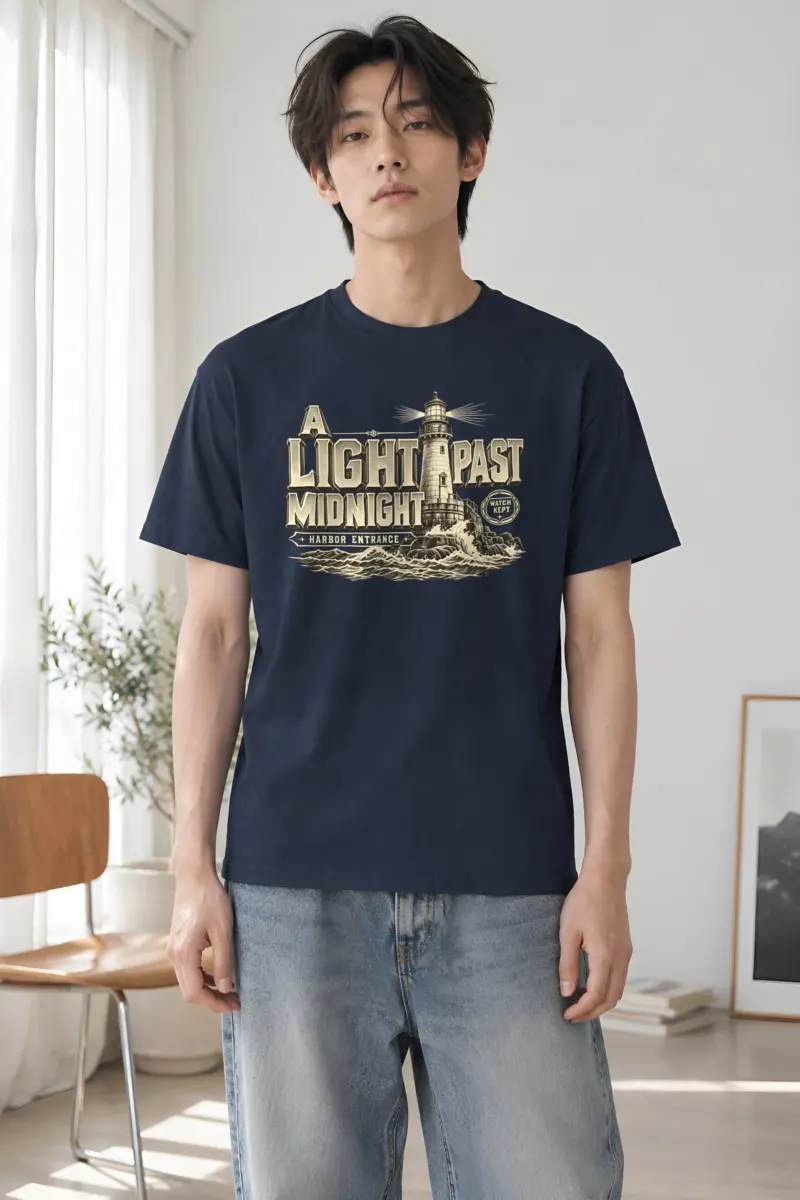 "A Light Past Midnight" Heavyweight Unisex Crewneck T-shirt