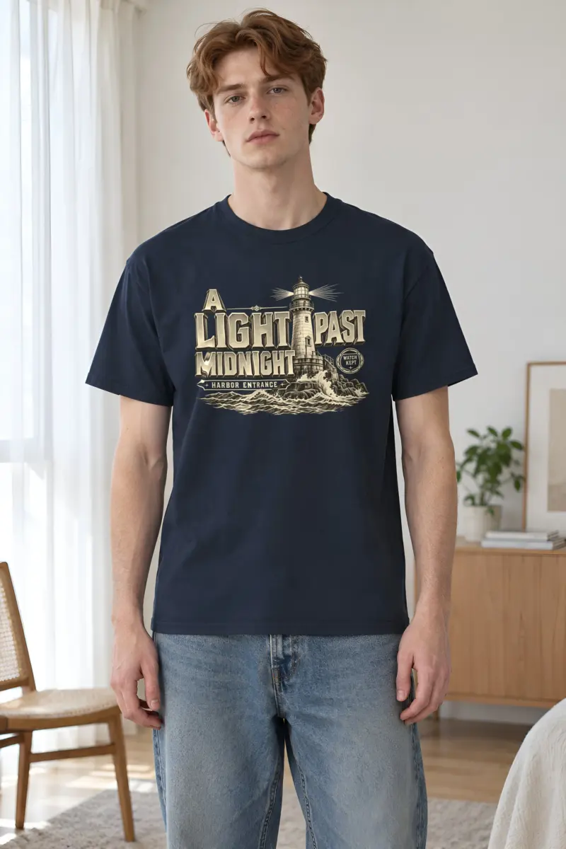 "A Light Past Midnight" Heavyweight Unisex Crewneck T-shirt