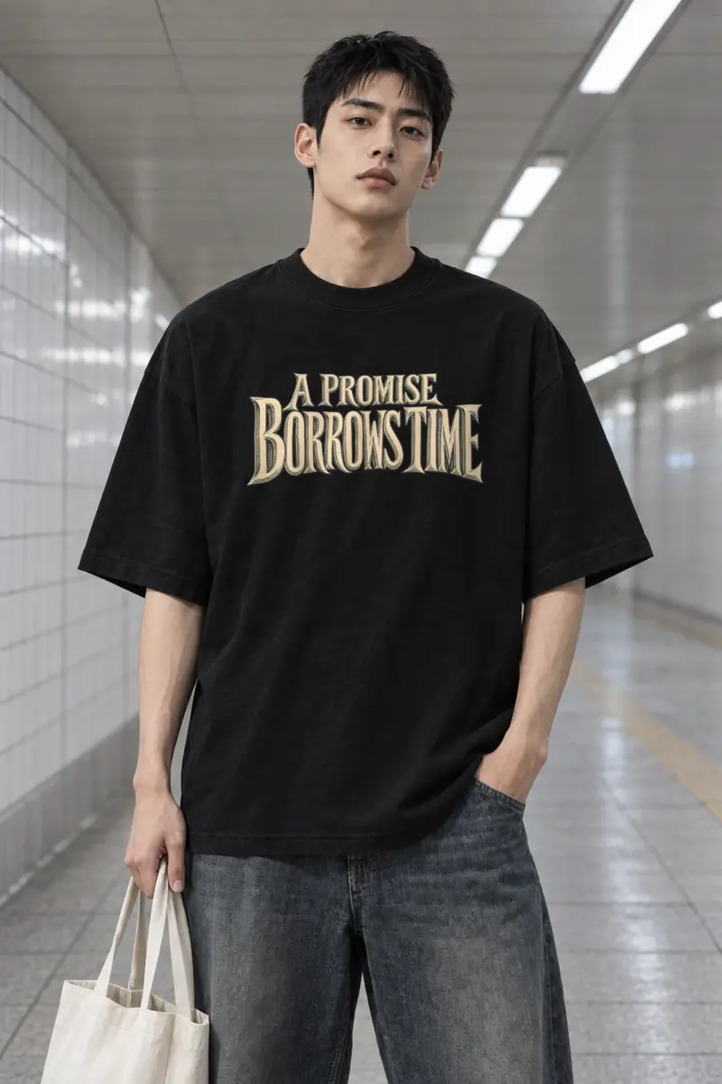 “A Promise Borrows Time” Men’s Oversized Heavyweight Crewneck T-Shirt