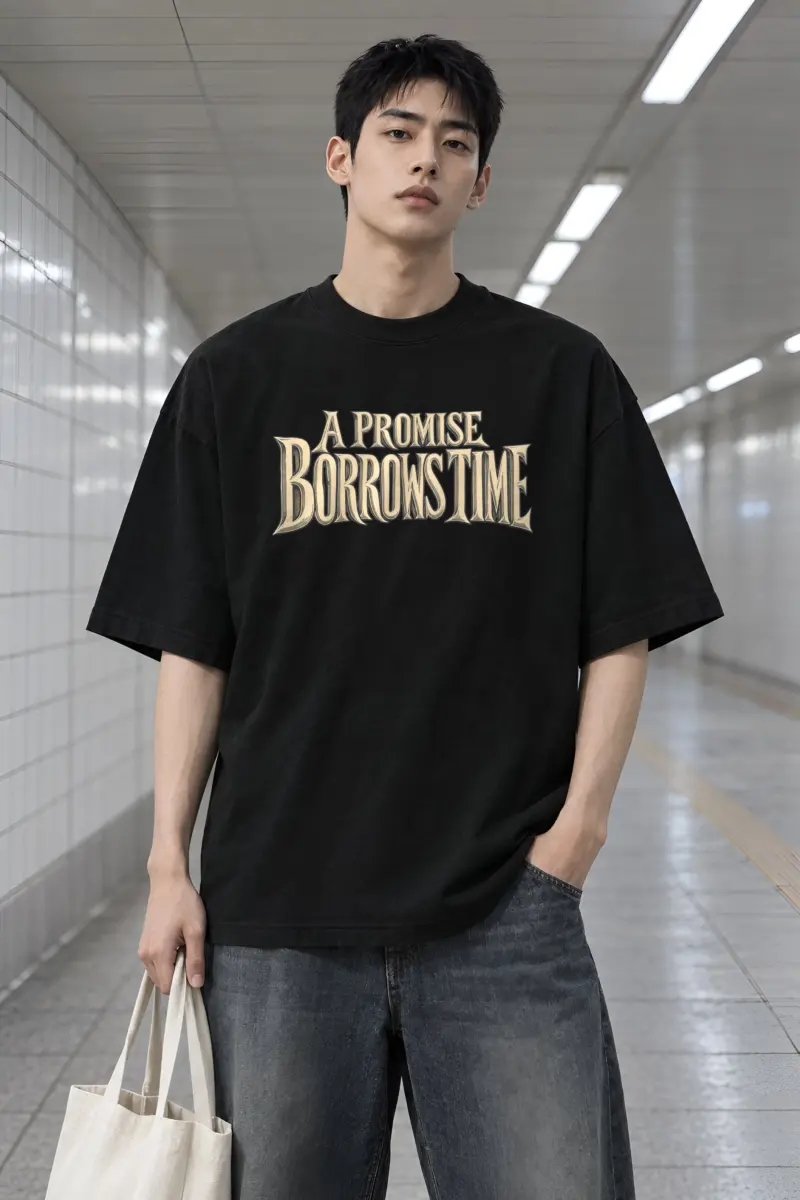 "A Promise Borrows Time" Men's Oversized Heavyweight Crewneck T-Shirt