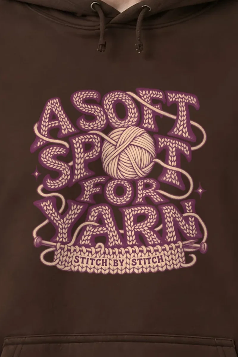 "A Soft Spot for Yarn" Heavy Blend Unisex Pullover Hoodie - the graphic up close