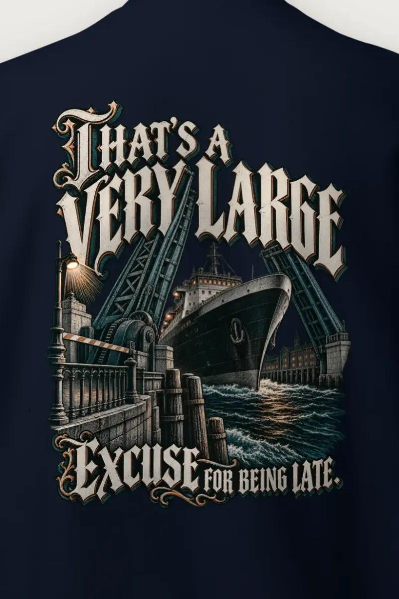 "A Very Large Excuse" Heavy Blend Unisex Crewneck Sweatshirt - the graphic up close
