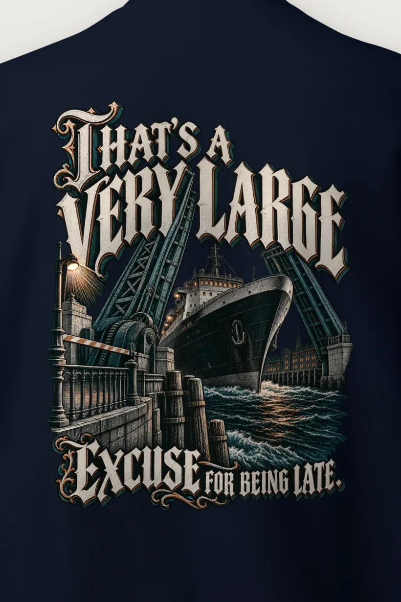 "A Very Large Excuse" Heavy Blend Unisex Crewneck Sweatshirt - the graphic up close