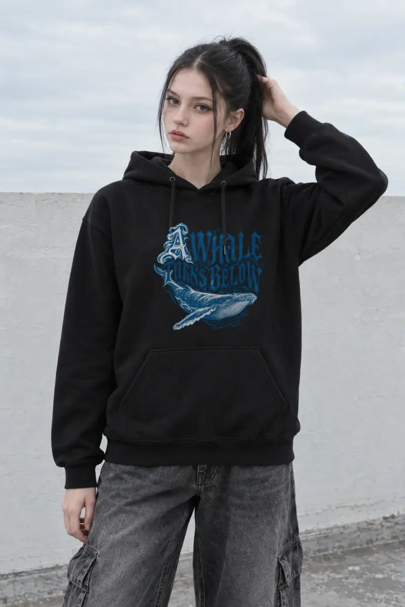 “A Whale Turns Below Open Water” Heavy Blend Unisex Pullover Hoodie