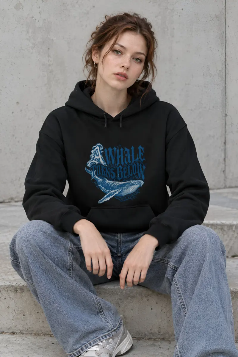 "A Whale Turns Below Open Water" Heavy Blend Unisex Pullover Hoodie