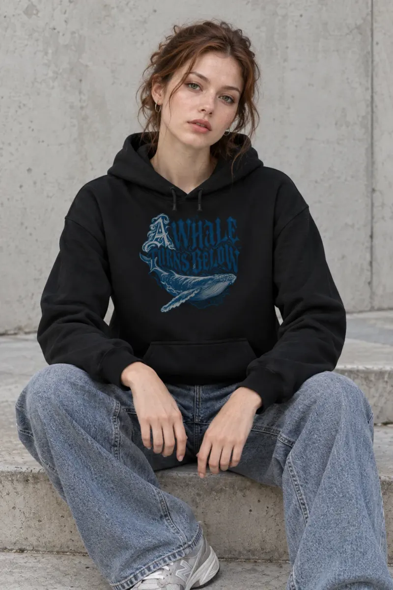 "A Whale Turns Below Open Water" Heavy Blend Unisex Pullover Hoodie