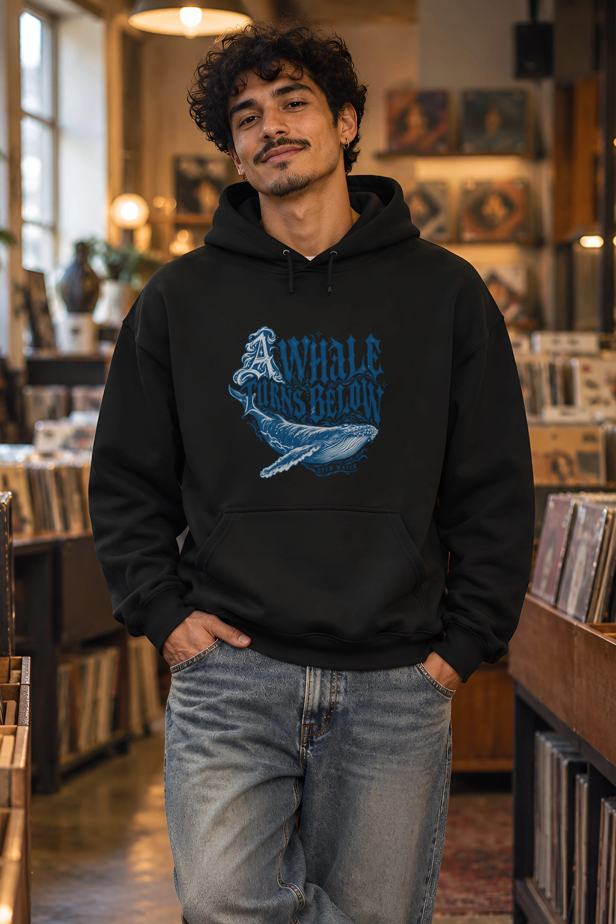 "A Whale Turns Below Open Water" Heavy Blend Unisex Pullover Hoodie