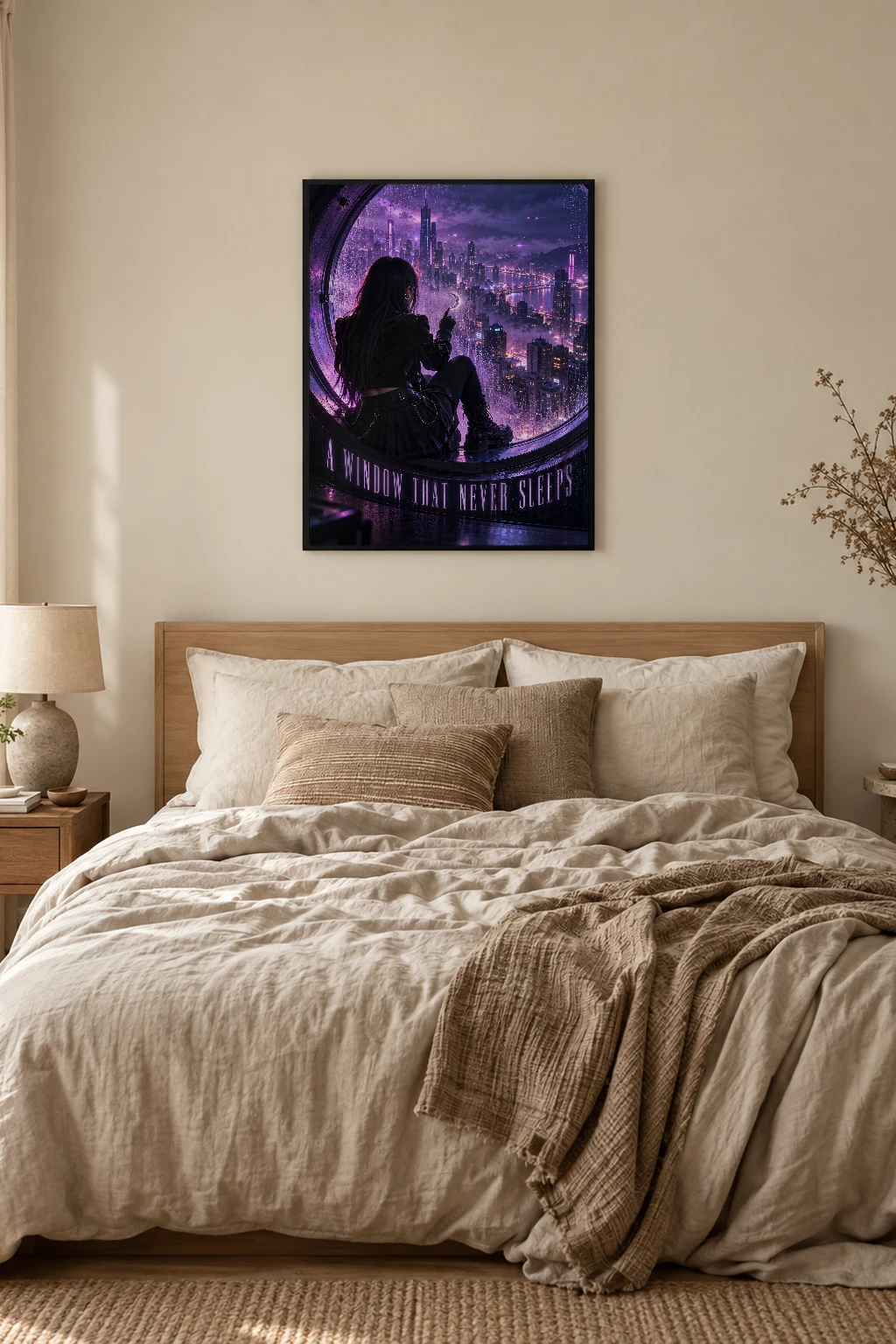 "A Window That Never Sleeps" Premium Wooden Framed Poster