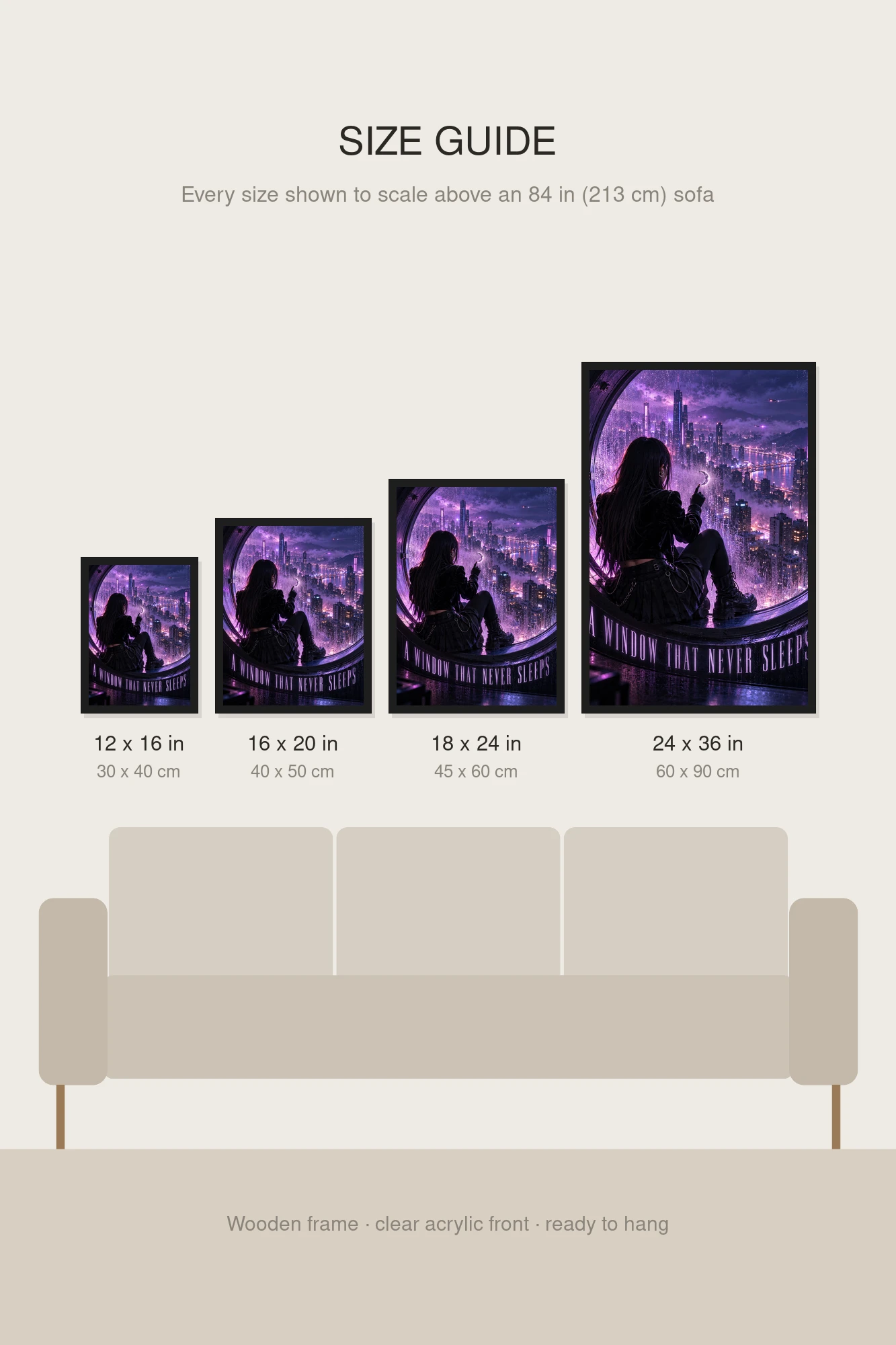 "A Window That Never Sleeps" Premium Wooden Framed Poster