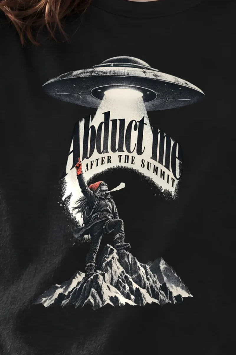 "Abduct Me After The Summit" Heavyweight Unisex Crewneck T-shirt - the graphic up close