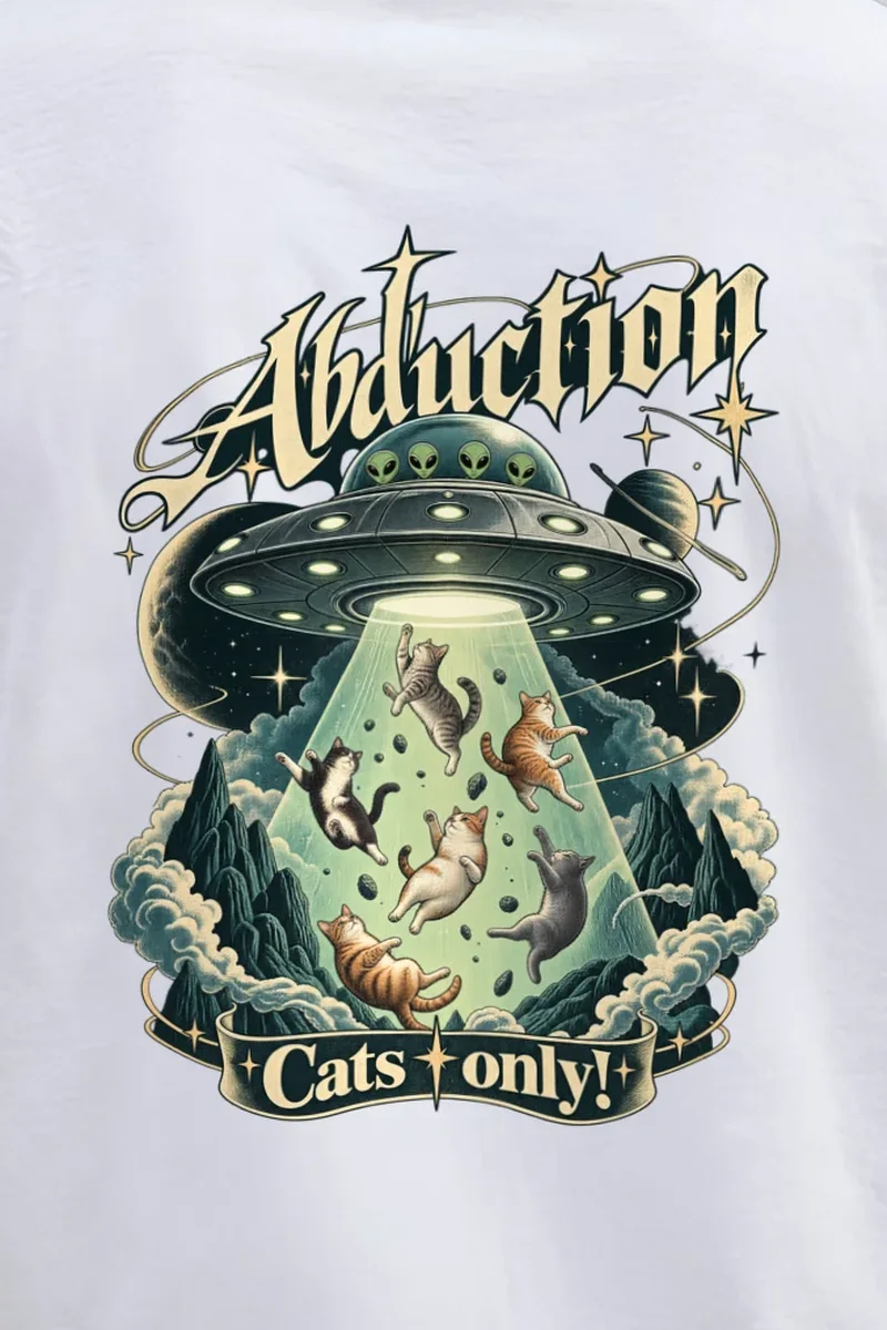 "Abduction Cats" Heavyweight Unisex Crewneck T-shirt