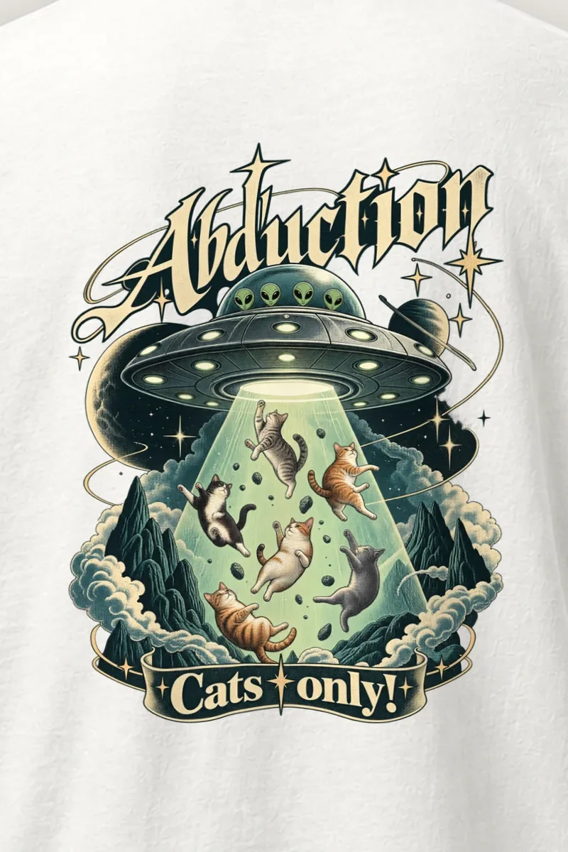 "Abduction Cats" Heavyweight Unisex Crewneck T-shirt
