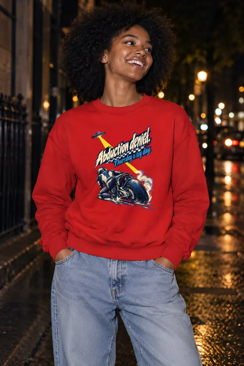 "Abduction Denied Leg Day" Unisex Crewneck Sweatshirt