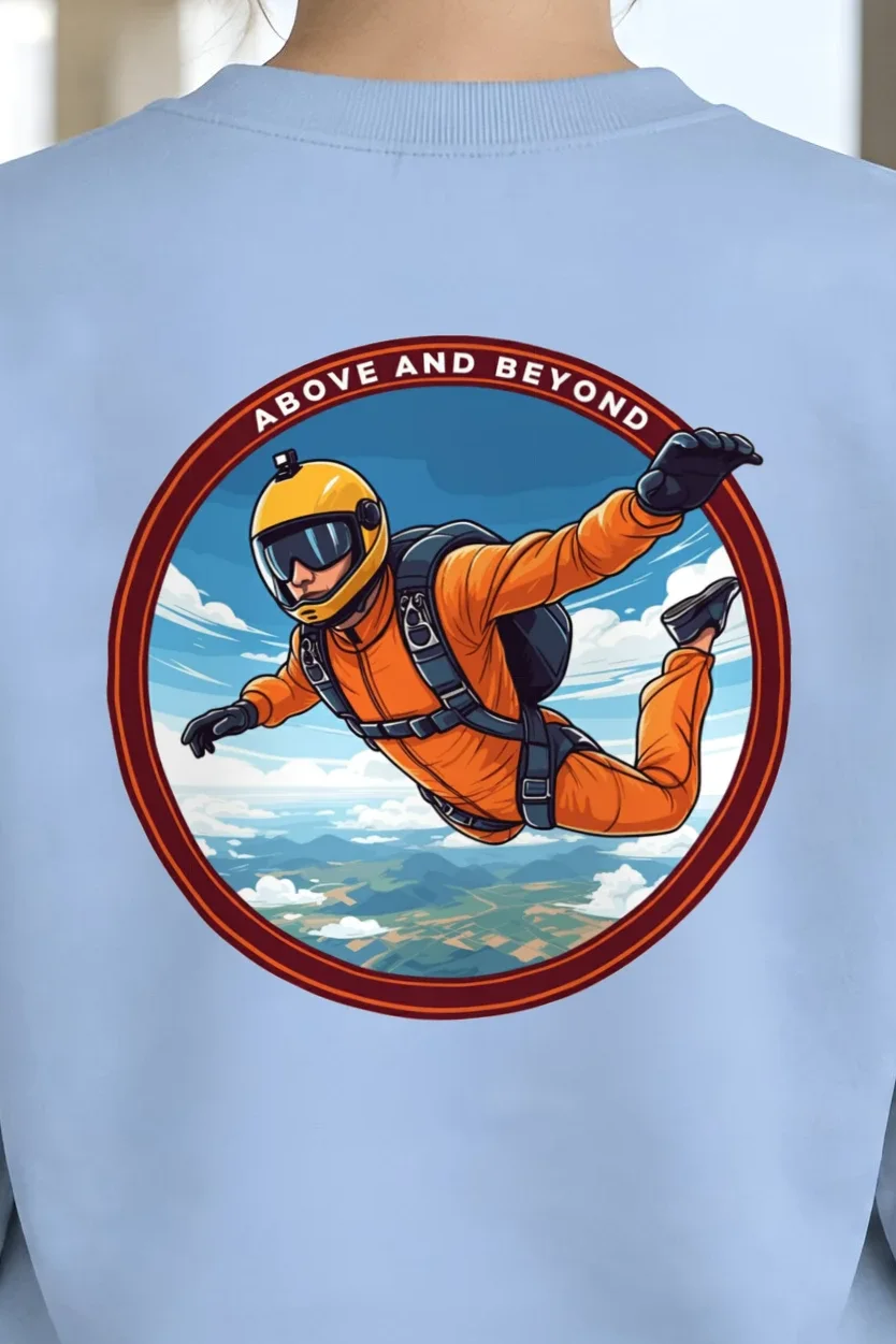 "Above And Beyond" 1 Crewneck Sweatshirt - the graphic up close