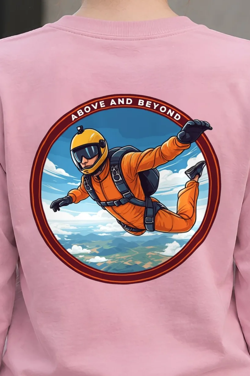 "Above And Beyond" Unisex Longsleeve T-shirt - the graphic up close