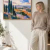 "Abstract Cypress Landscape" Premium Wooden Framed Poster · Landscape