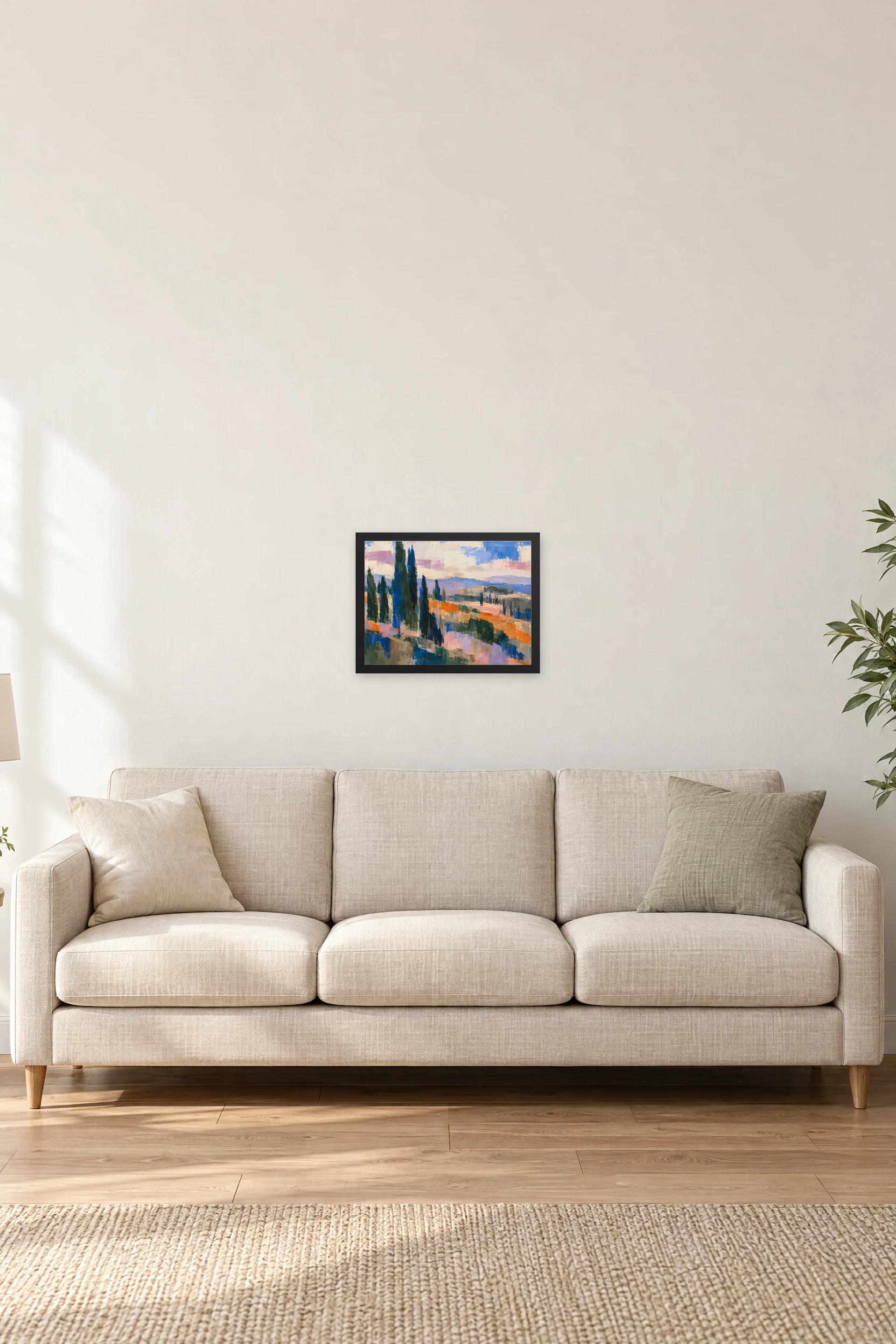 "Abstract Cypress Landscape" Premium Wooden Framed Poster · Landscape — Black frame, 16 × 12 in
