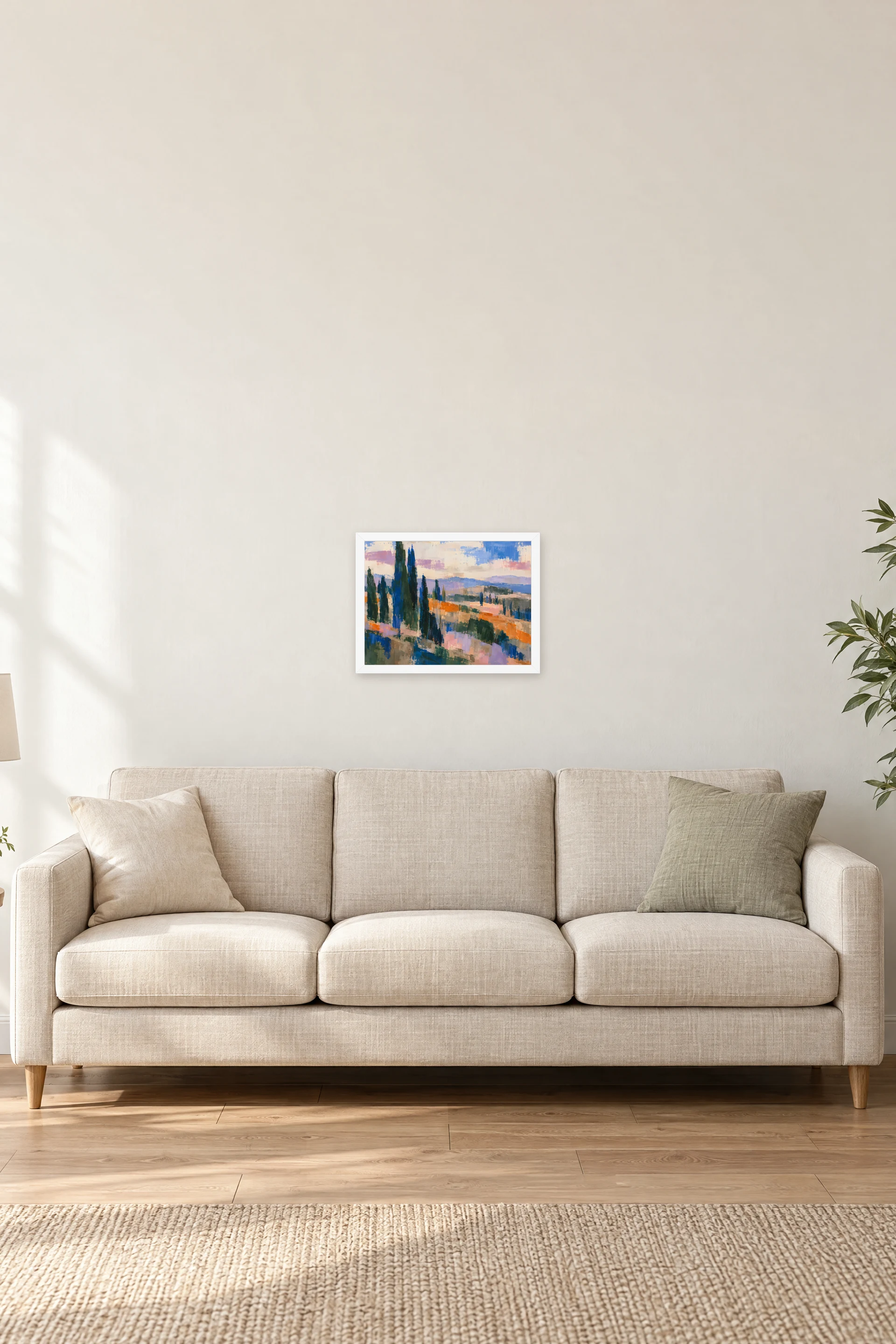 "Abstract Cypress Landscape" Premium Wooden Framed Poster · Landscape — White frame, 16 × 12 in