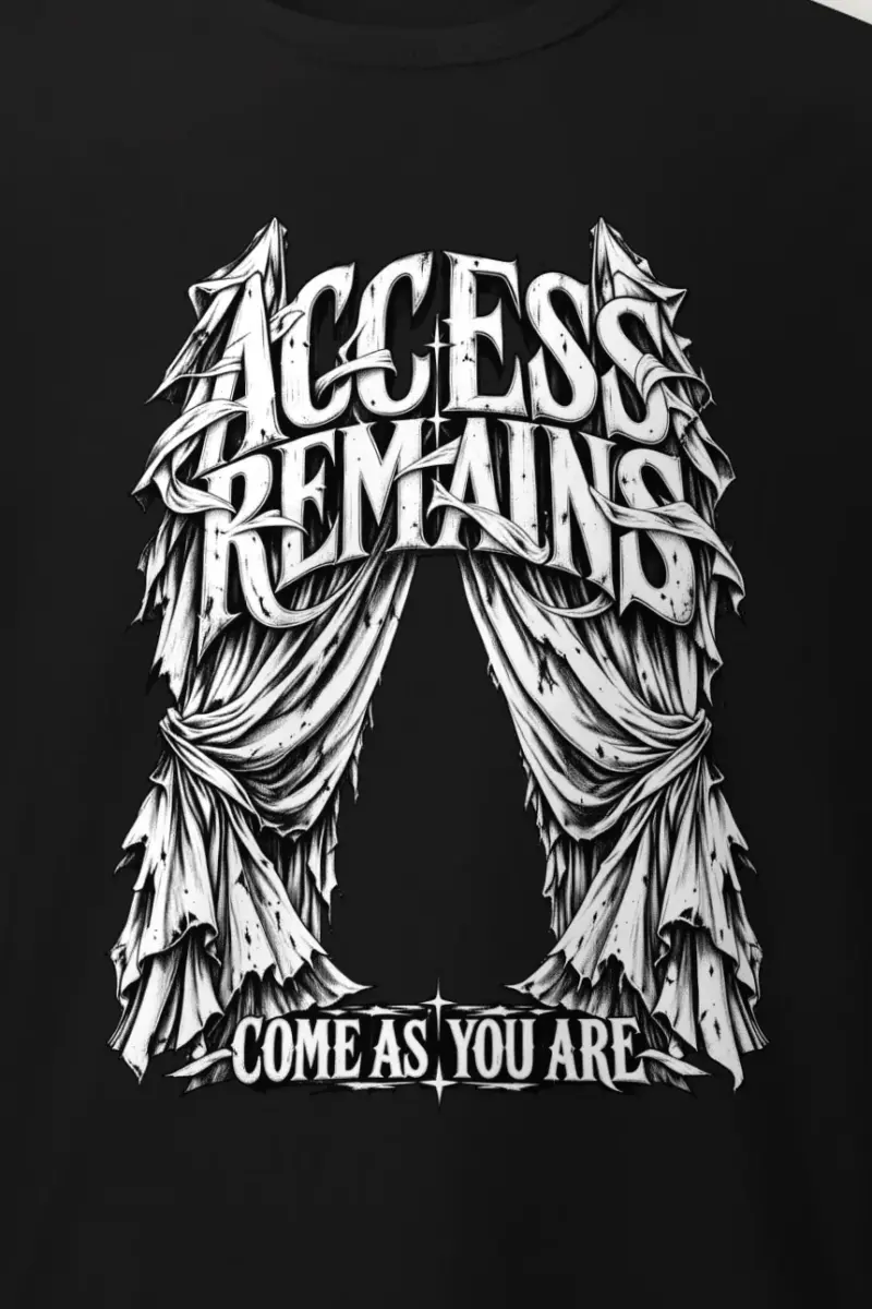 "Access Remains Come As You Are" Heavyweight Unisex Crewneck T-shirt - the graphic up close
