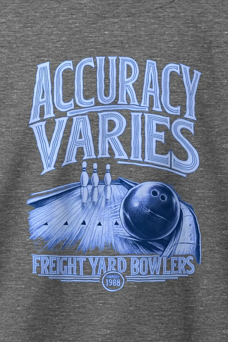 "Accuracy Varies" Heavy Blend Unisex Crewneck Sweatshirt - the graphic up close