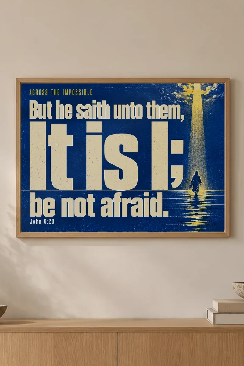 "Across the Impossible" Premium Wooden Framed Poster · Landscape - the graphic up close
