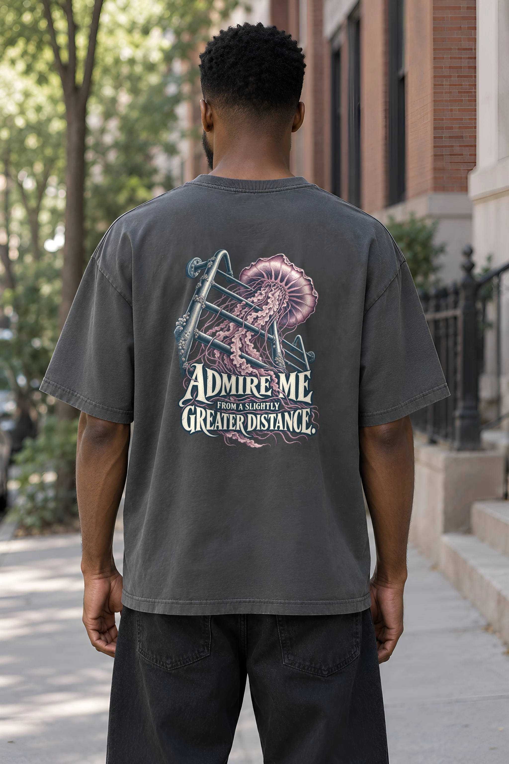 "Admire Me From a Slightly Greater Distance" Men's Oversized Heavyweight Crewneck T-Shirt