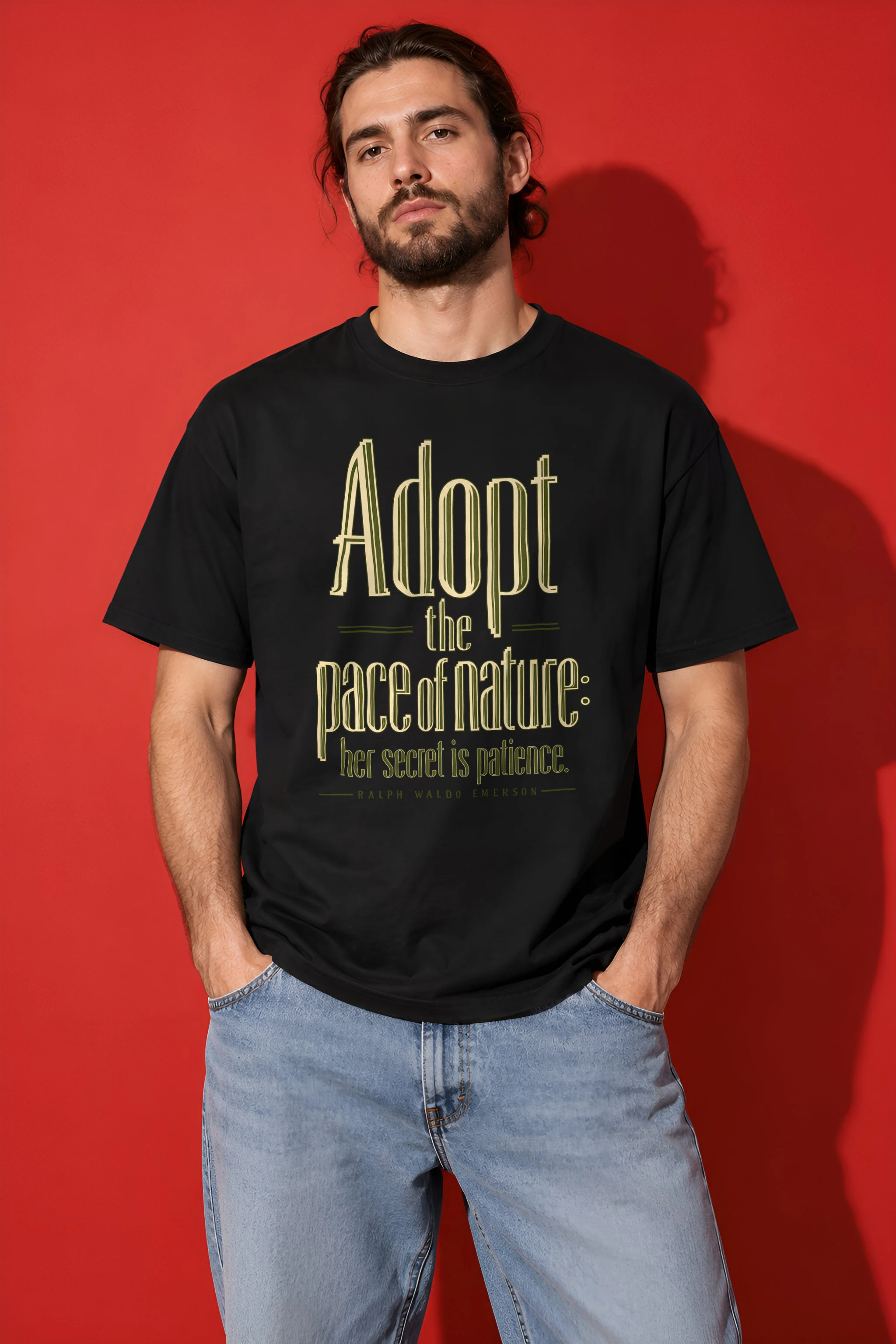 "Adopt the Pace of Nature" Heavyweight Unisex Crewneck T-shirt
