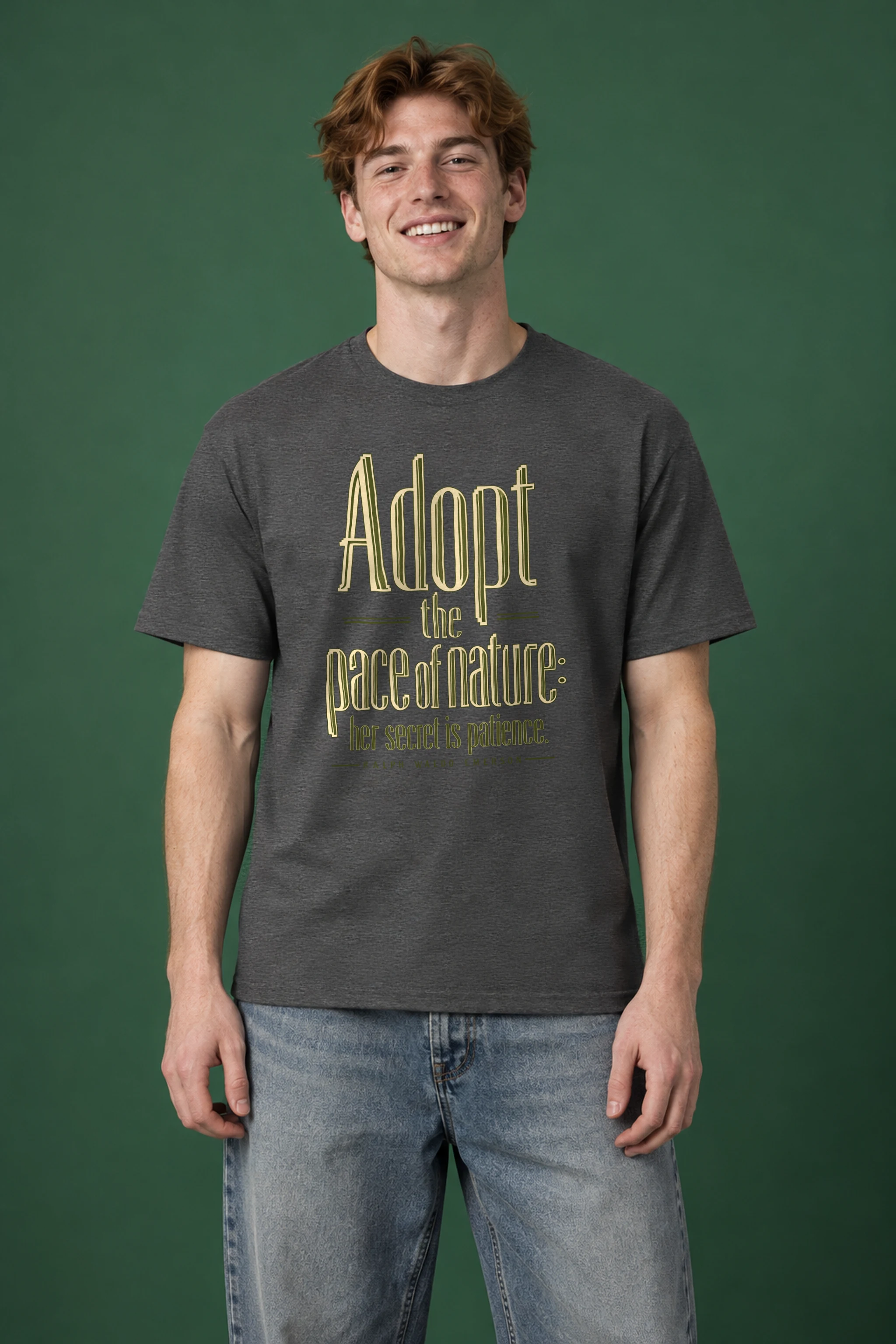 "Adopt the Pace of Nature" Heavyweight Unisex Crewneck T-shirt