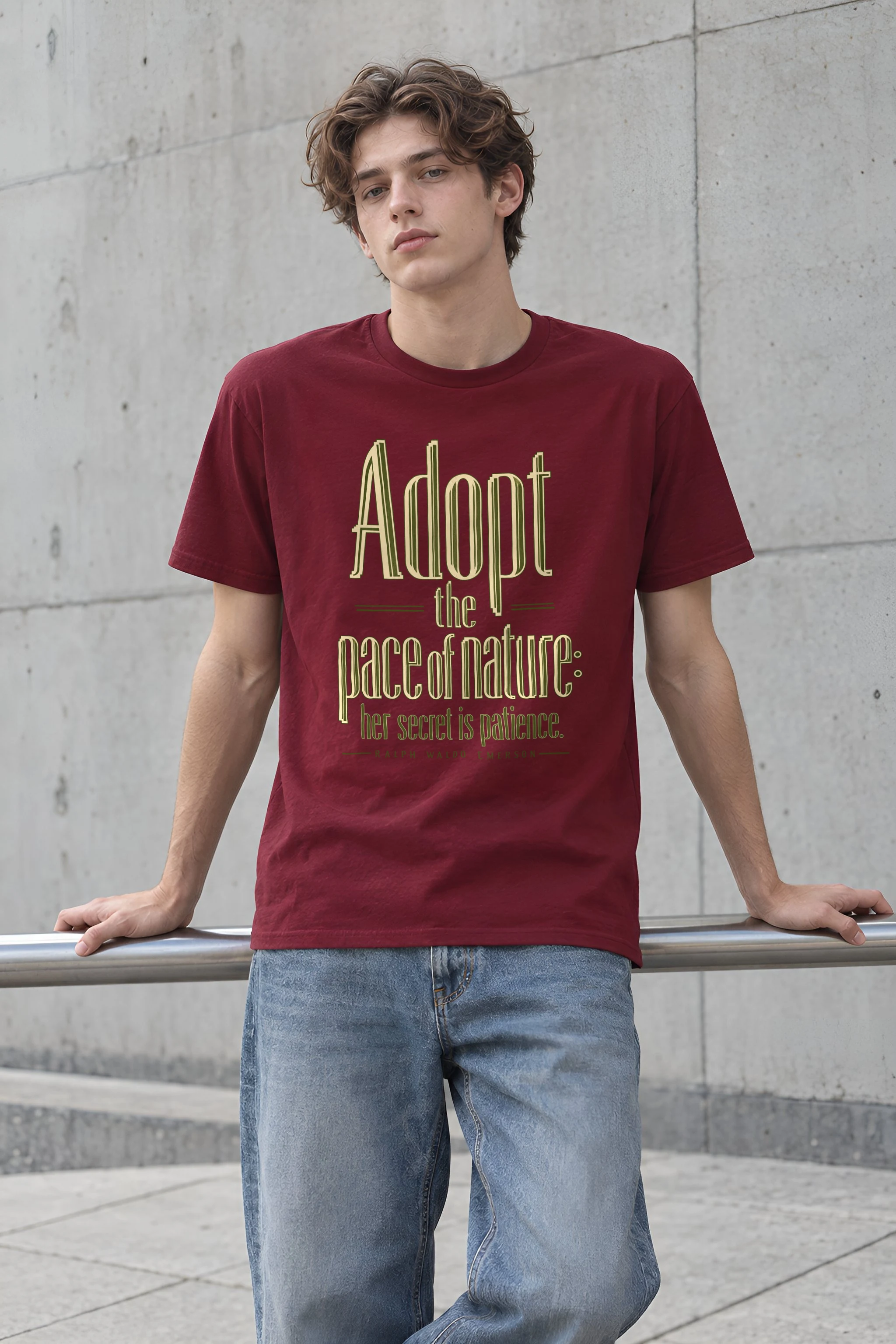"Adopt the Pace of Nature" Heavyweight Unisex Crewneck T-shirt