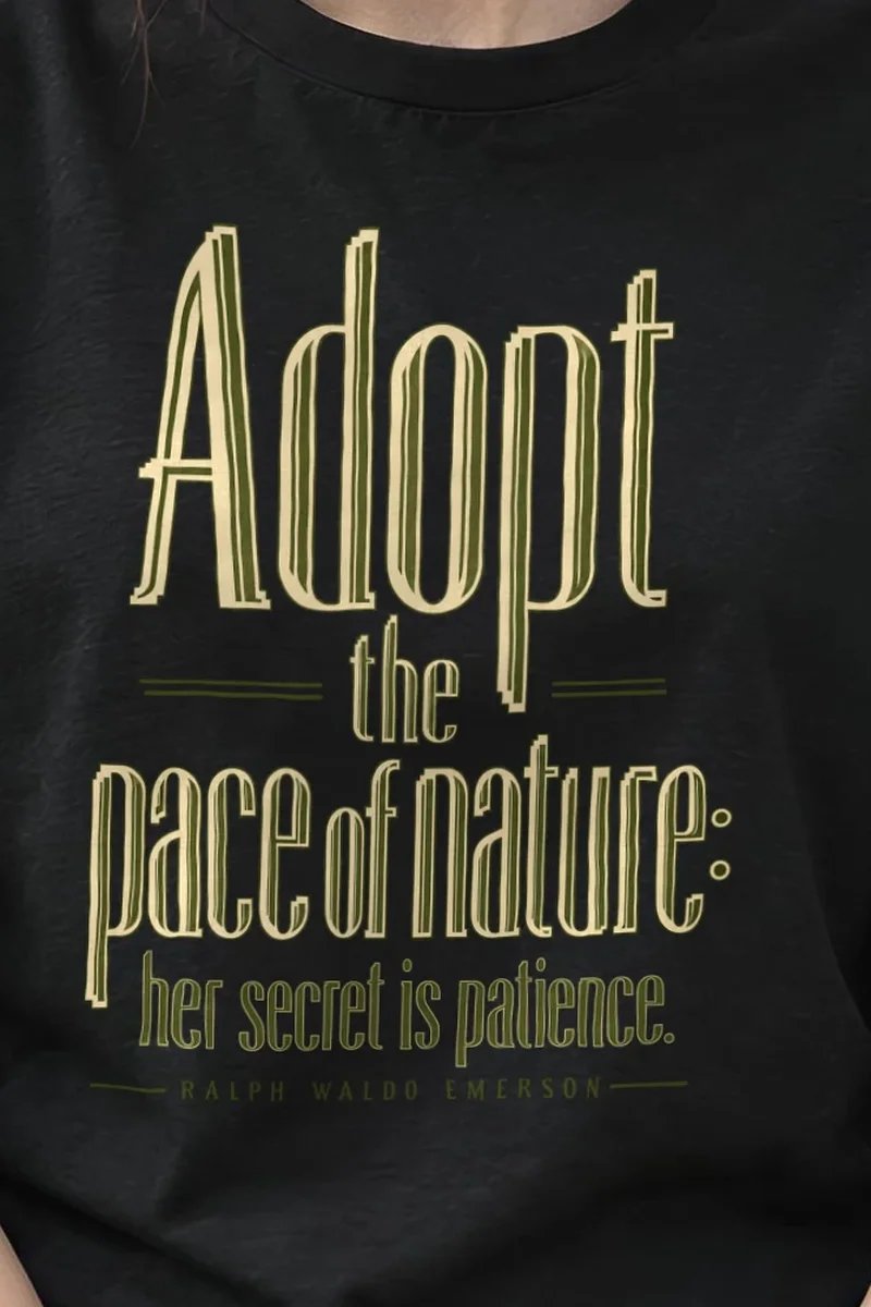 "Adopt the Pace of Nature" Heavyweight Unisex Crewneck T-shirt - the graphic up close
