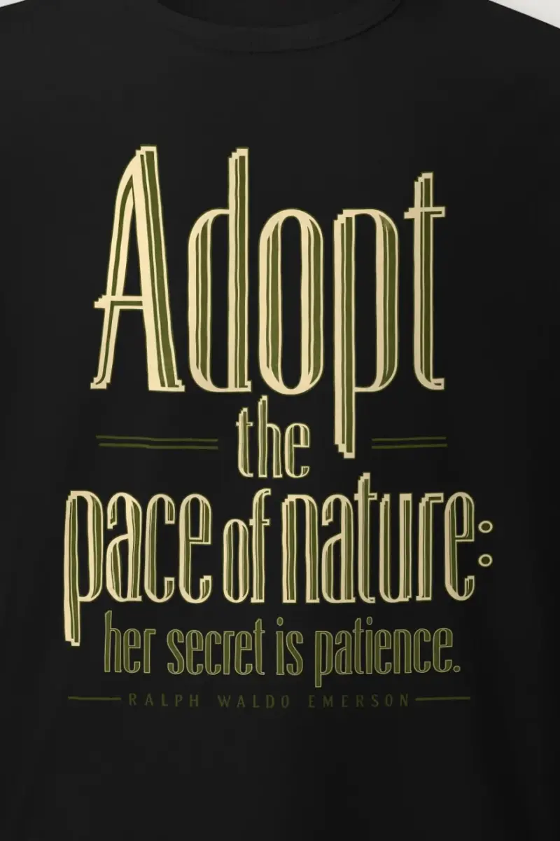"Adopt the Pace of Nature" Heavyweight Unisex Crewneck T-shirt - the graphic up close