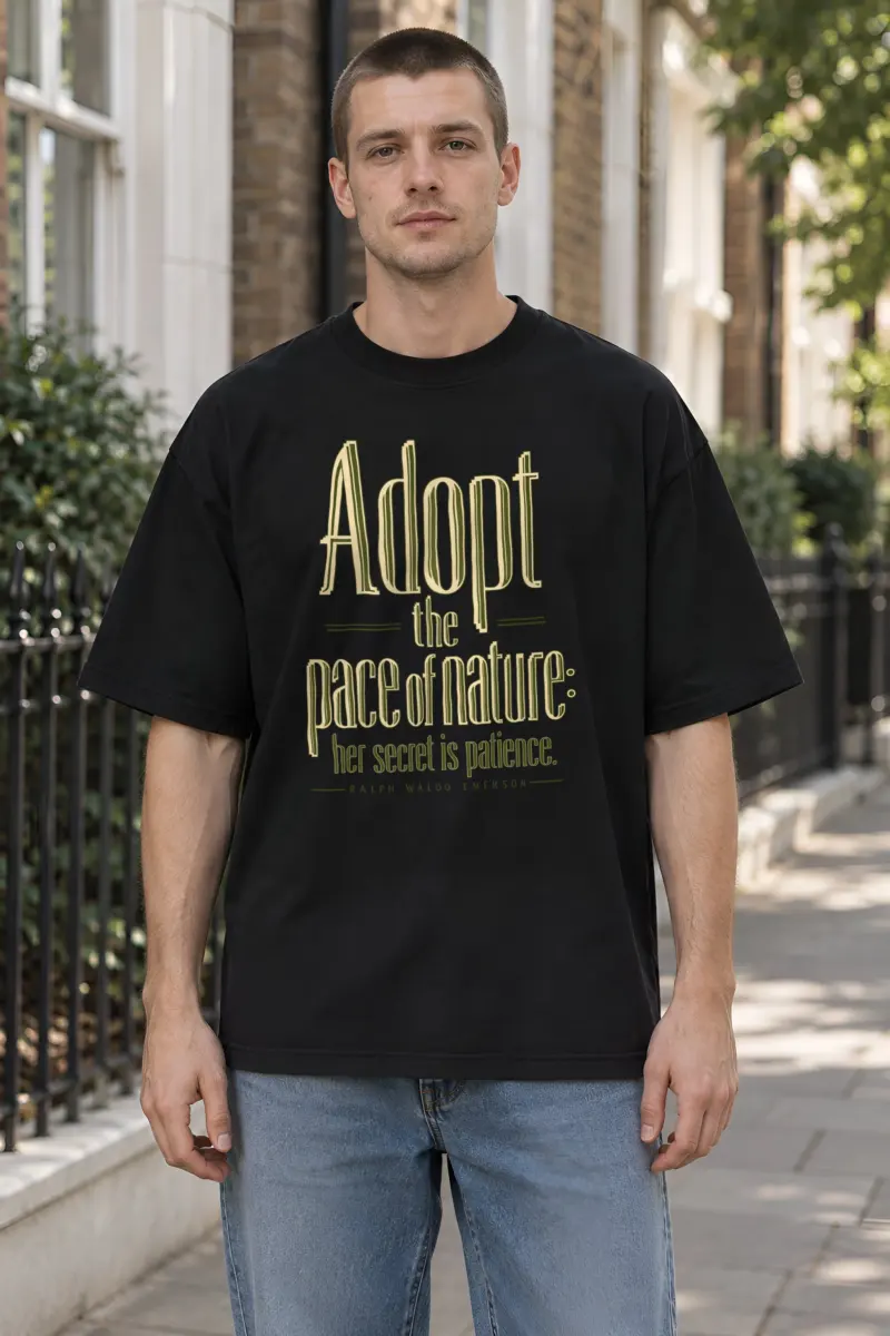 "Adopt the Pace of Nature" Unisex Oversized Heavyweight Crewneck T-Shirt