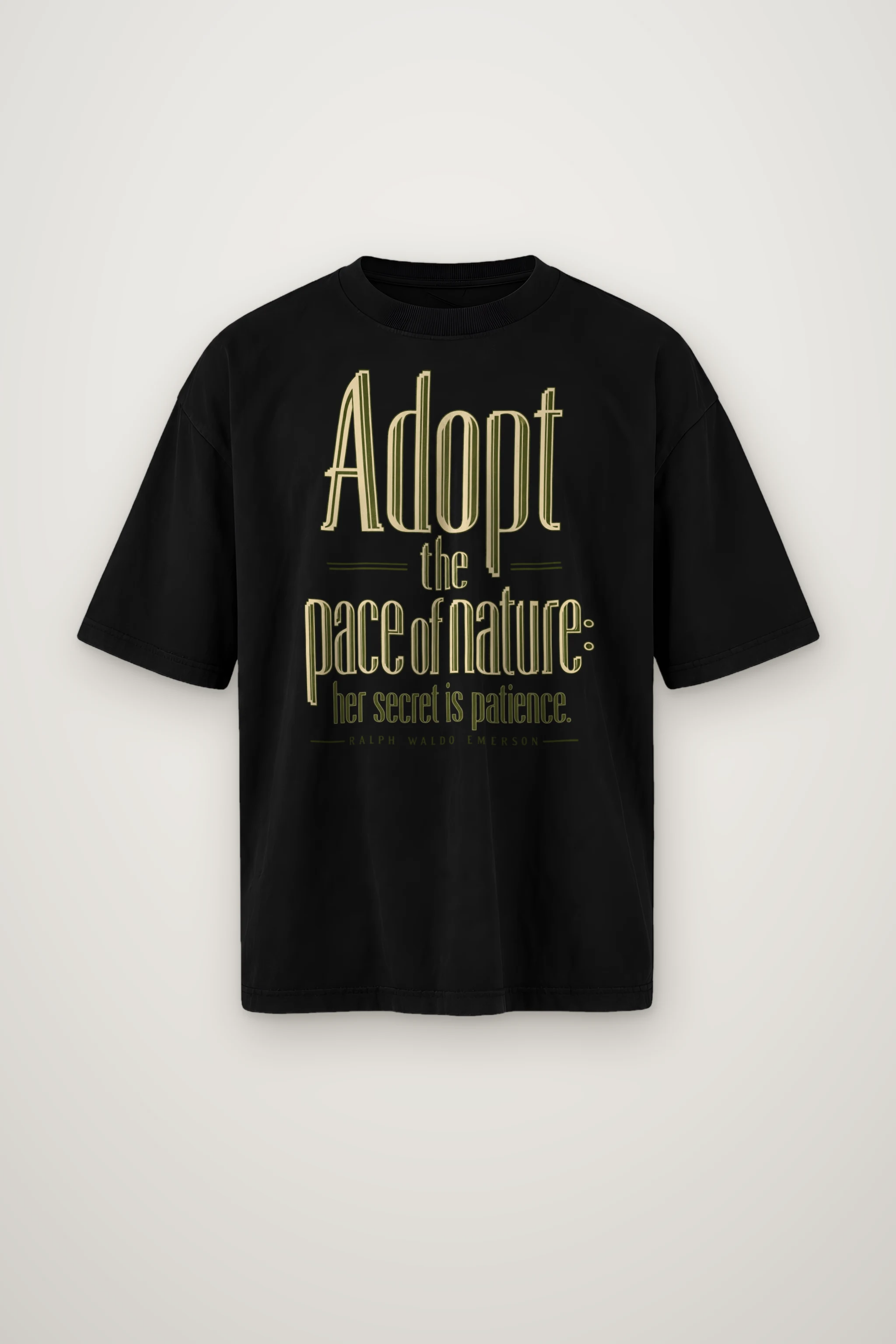 "Adopt the Pace of Nature" Men's Oversized Heavyweight Crewneck T-Shirt