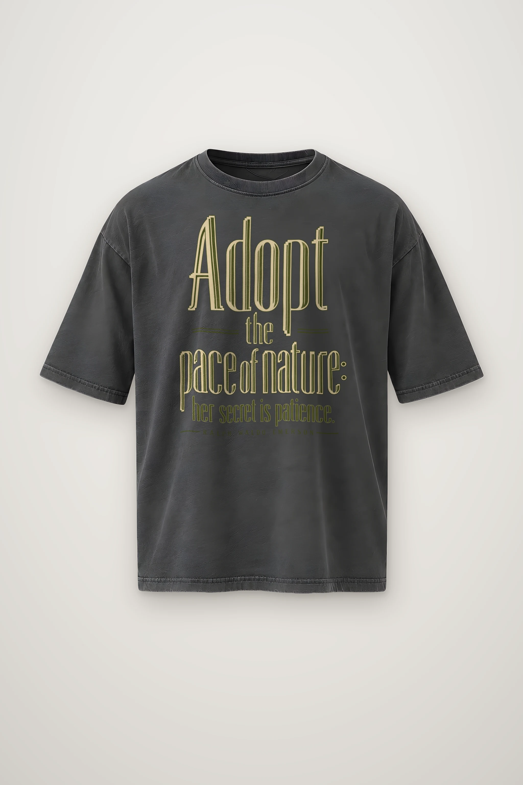 "Adopt the Pace of Nature" Men's Oversized Heavyweight Crewneck T-Shirt