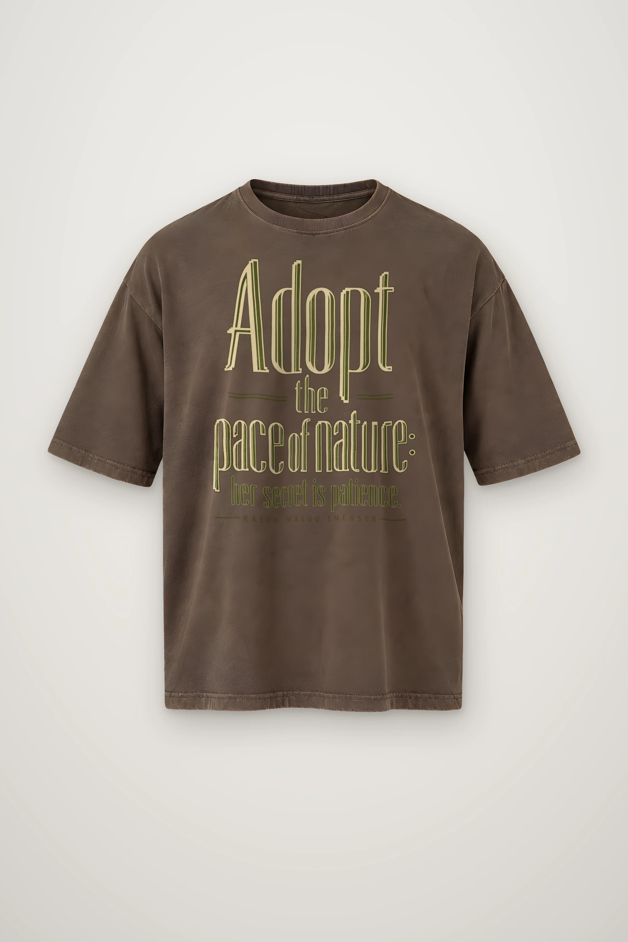 "Adopt the Pace of Nature" Men's Oversized Heavyweight Crewneck T-Shirt