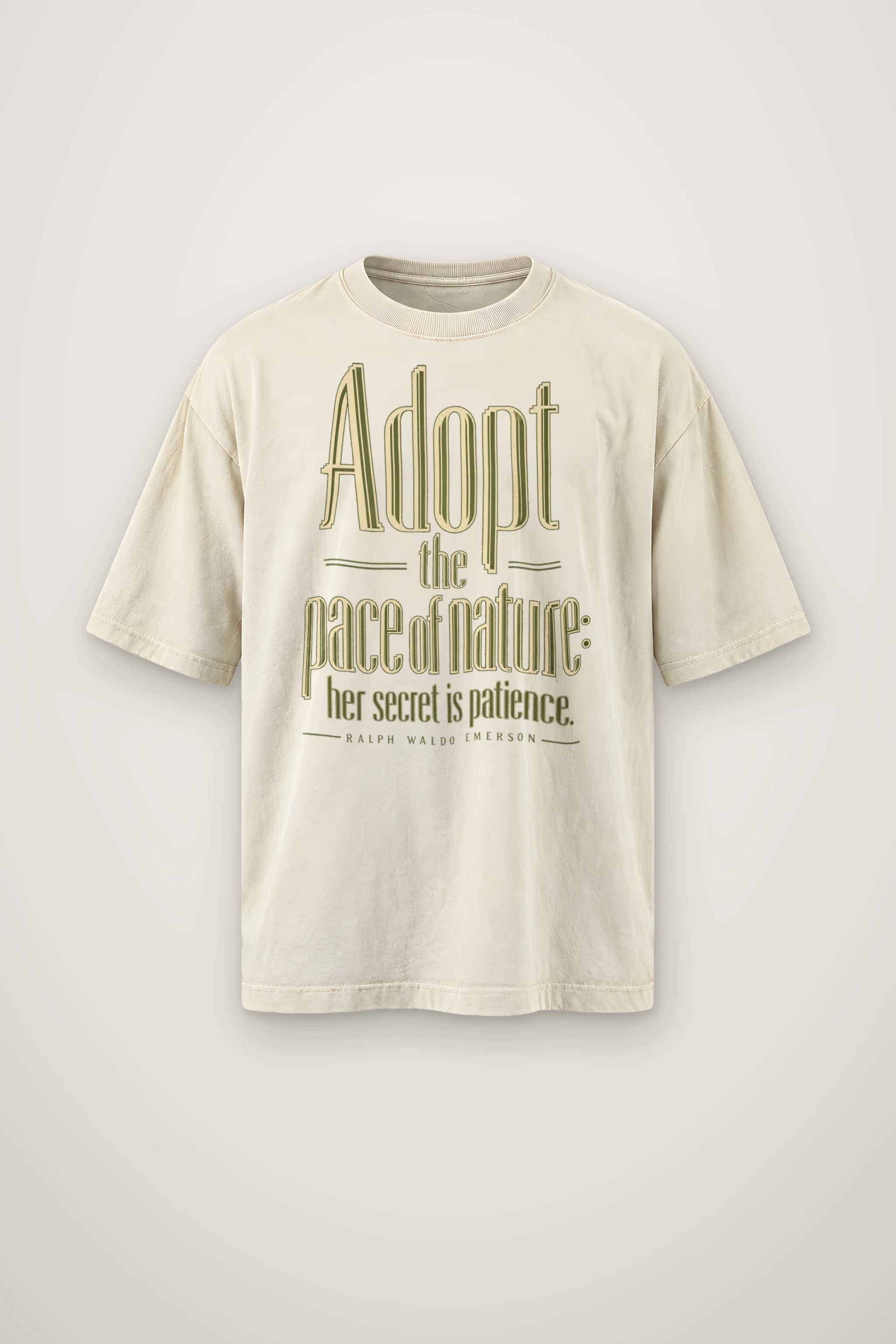 "Adopt the Pace of Nature" Men's Oversized Heavyweight Crewneck T-Shirt