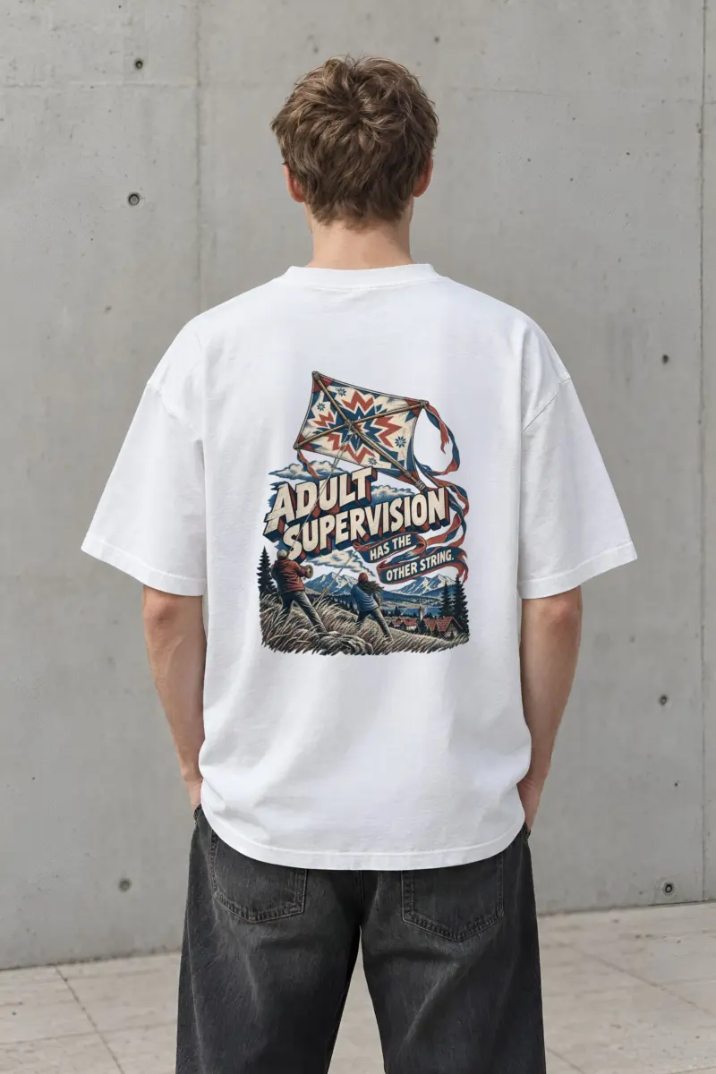 “Adult Supervision Has the Other String” Men’s Oversized Heavyweight Crewneck T-Shirt