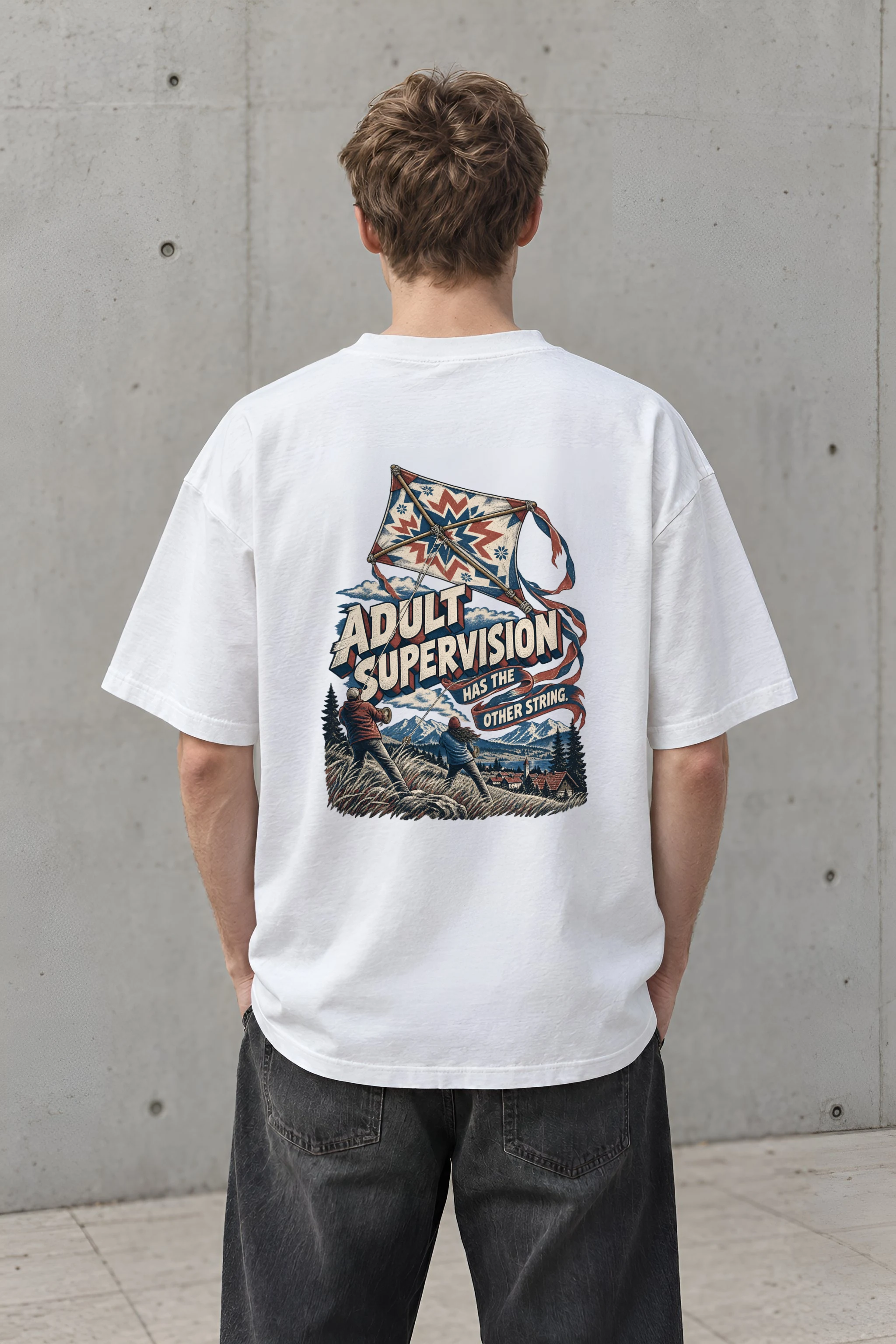"Adult Supervision Has the Other String" Men's Oversized Heavyweight Crewneck T-Shirt