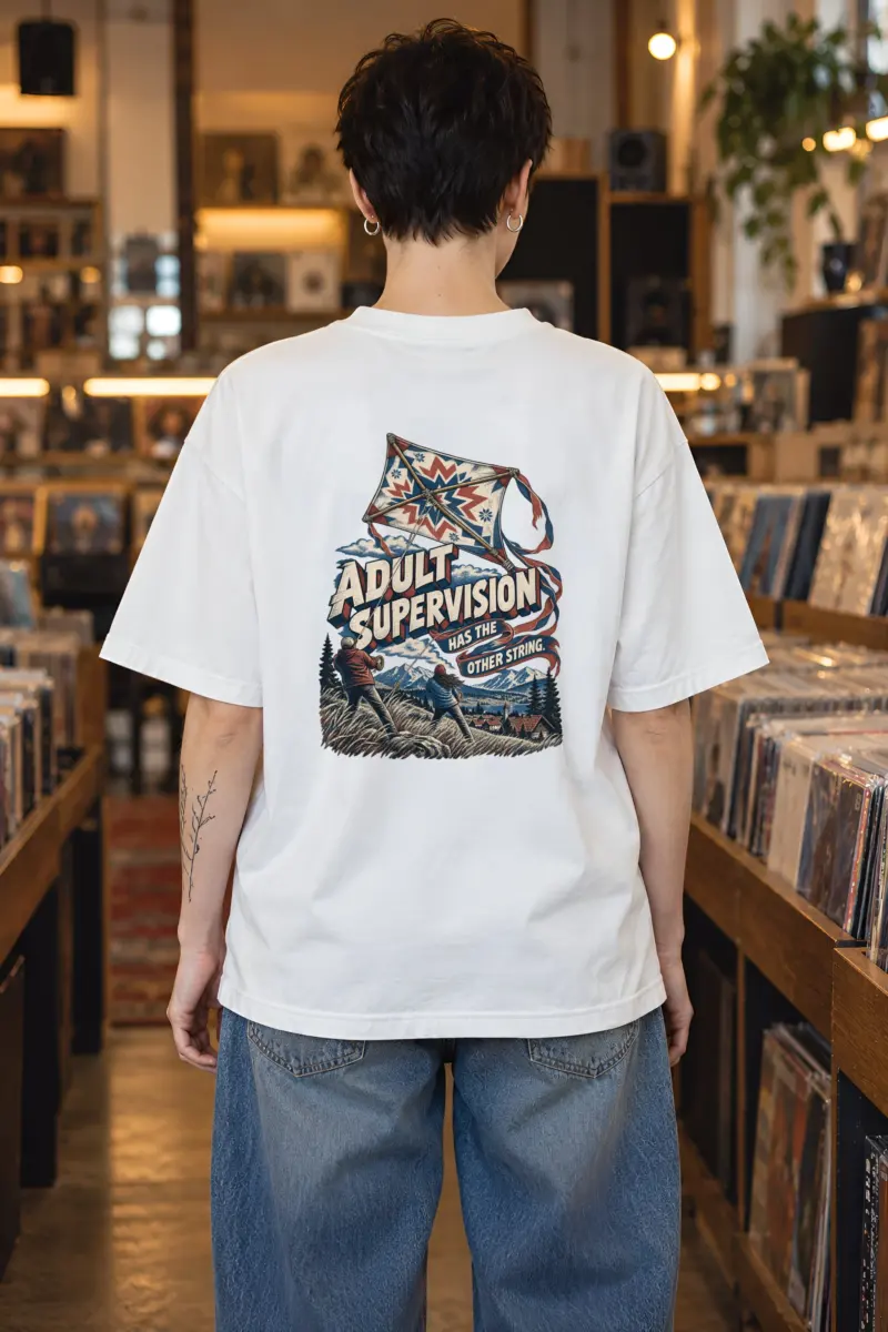 "Adult Supervision Has the Other String" Unisex Oversized Heavyweight Crewneck T-Shirt